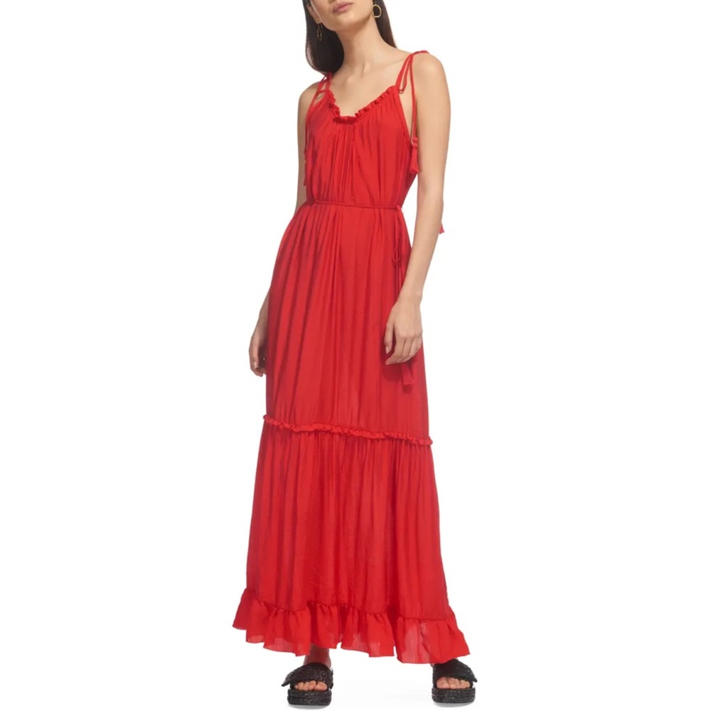 Whistles Tassel Tie Maxi Dress Red Sz 12